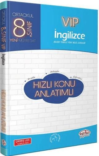 8. Sınıf VIP İngilizce Hızlı Konu Anlatımlı | Editör Yayınevi (Ciltsiz)  - Resim 1