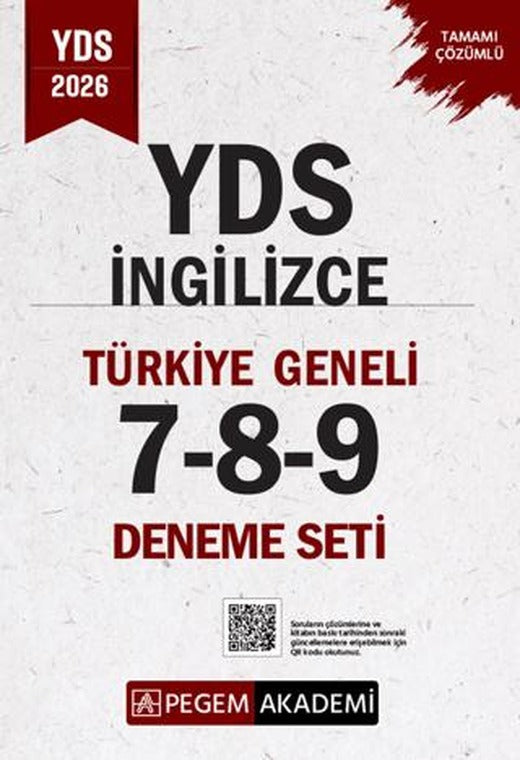 2026 YDS İngilizce Tamamı Çözümlü Türkiye Geneli 7-8-9 (3'lü Deneme Seti) | Pegem Akademi Yayıncılık (Ciltsiz)