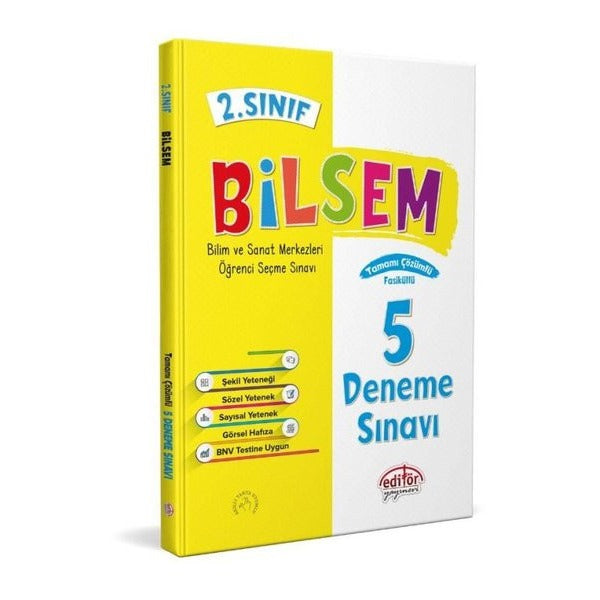 2.Sınıf Bilsem Tamamı Çözümlü 5 Fasikül Deneme Sınavı | Editör (İnce Kapak)