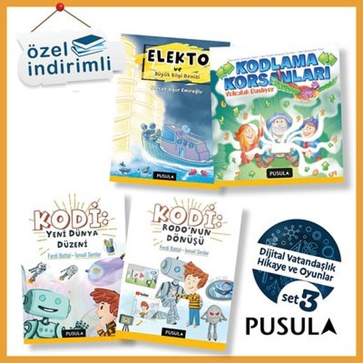 Pusula - Dijital Vatandaşlık Hikaye ve Oyunlar Seti - 4 Kitap Takım | Pusula Yayıncılık (İnce Kapak)