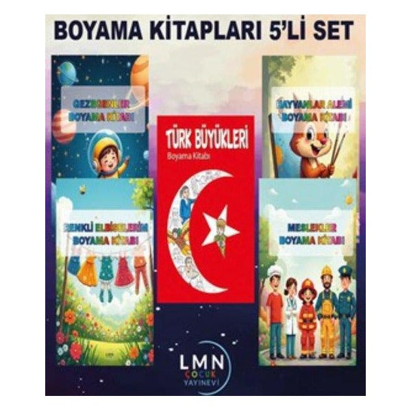 Boyama Kitapları Seti - 5 Kitap Takım | Liman Çocuk (İnce Kapak)