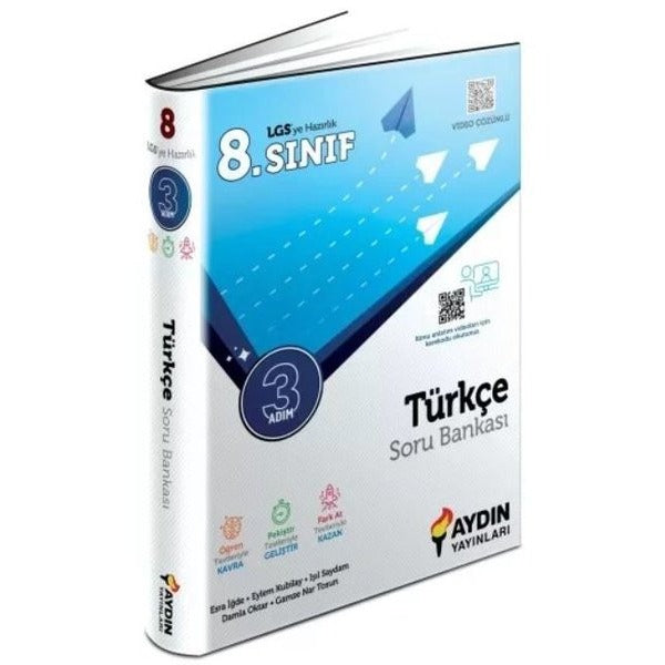 8. Sınıf Türkçe Üç Adım Soru Bankası | Aydın Yayınları (İnce Kapak)