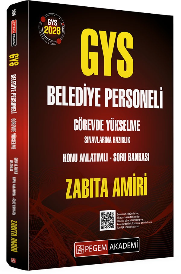 2026 GYS Belediye Personeli Görevde Yükselme Sınavlarına Hazırlık Konu Anlatımlı Soru Bankası Zabıta Amiri | Pegem Akademi Yayıncılık (Ciltsiz)