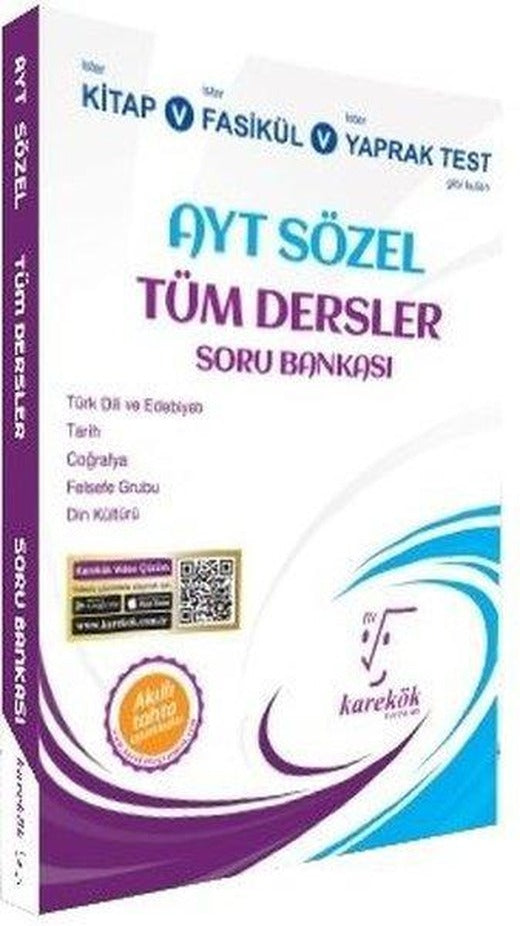 AYT Sözel Tüm Dersler Soru Bankası | Karekök Eğitim Yayın (İnce Kapak)