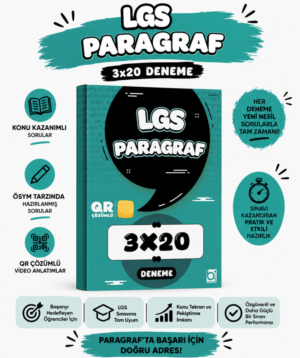 Bigelio 2027 LGS 8. Sınıf Paragraf 3 x 20 Deneme Sınavı Bigelio Yayıncılık kitap kapağı