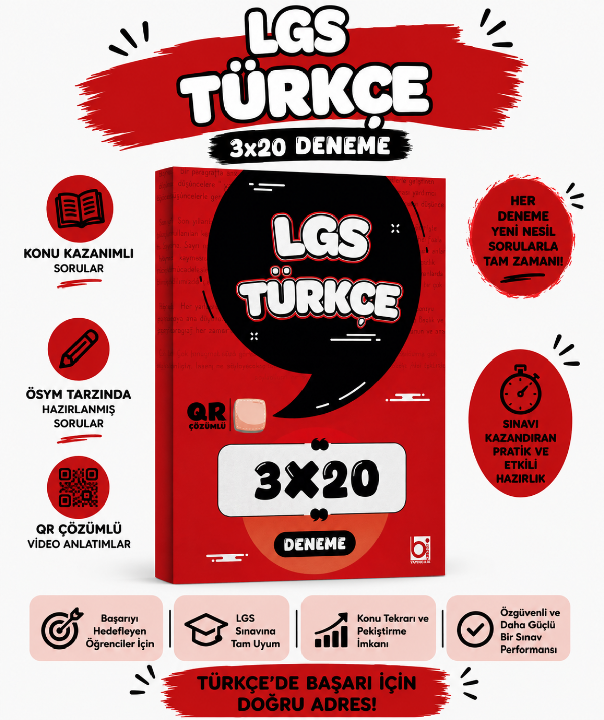 Bigelio 2027 LGS 8. Sınıf Türkçe 3 x 20 Deneme Sınavı Bigelio Yayıncılık kitap kapağı
