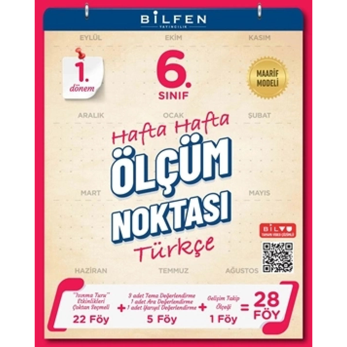 Bilfen 6. Sınıf Türkçe Hafta Hafta Ölçüm Noktası 1.Dönem Maarif Model Yeni kitap kapağı