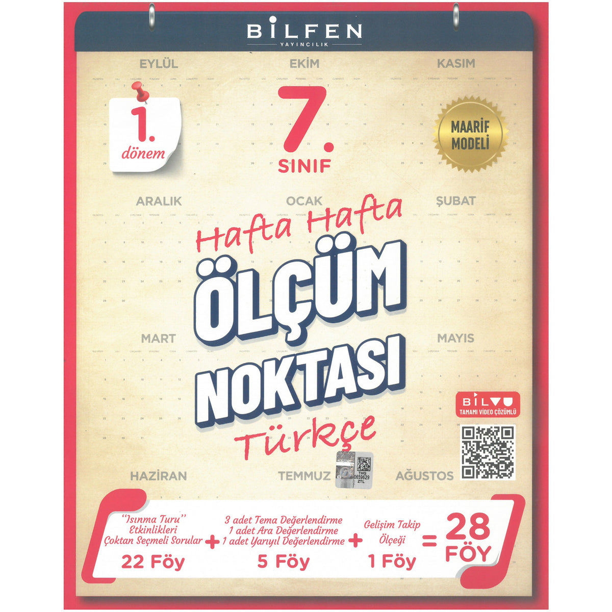 Bilfen 7. Sınıf Türkçe Hafta Hafta Ölçüm Noktası 1.Dönem Maarif Model Yeni kitap kapağı