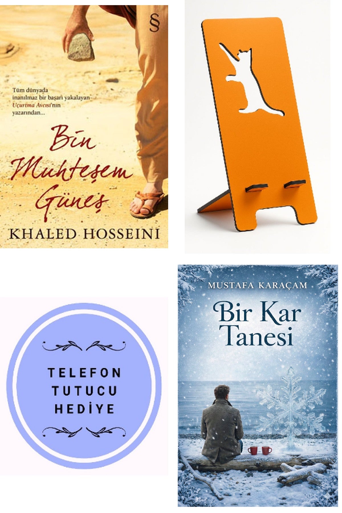 Bin Muhteşem Güneş - Khaled Hosseini + Telefon Tutucu + Bir Kar Tanesi kitap kapağı