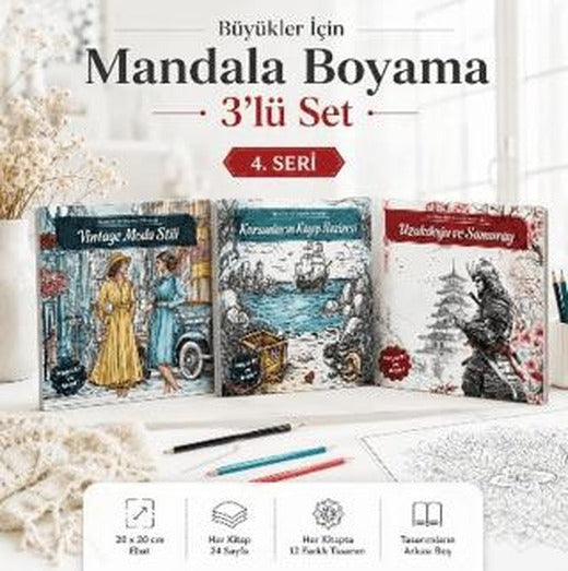 Büyükler İçin 3'lü Mandala Boyama Seti 4. Seri | Note The Time