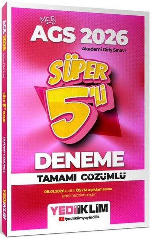 2026 MEB AGS Tamamı Çözümlü Süper 5'li Deneme | Yediiklim Yayınları (İnce Kapak)