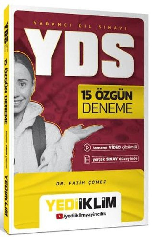 YDS 15 Özgün Deneme Tamamı Video Çözümlü | Yediiklim Yayınları (Ciltsiz)