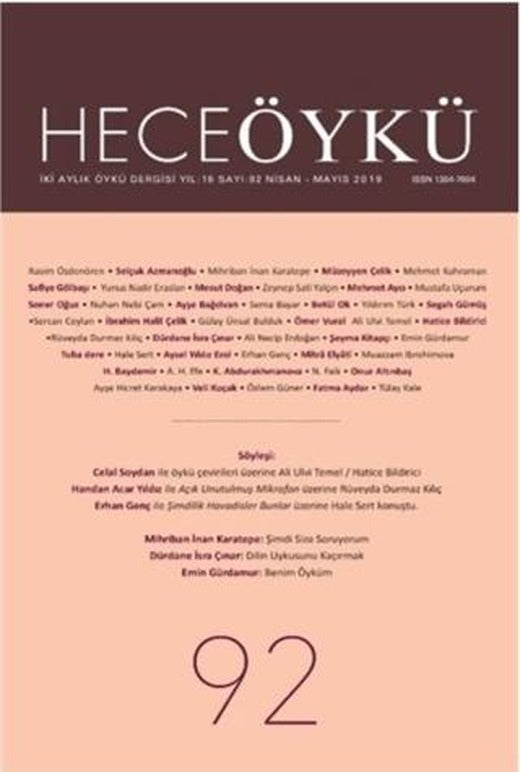 Hece Öykü Dergisi Sayı: 92 (Nisan - Mayıs 2019) | Hece Dergisi (Ciltsiz)