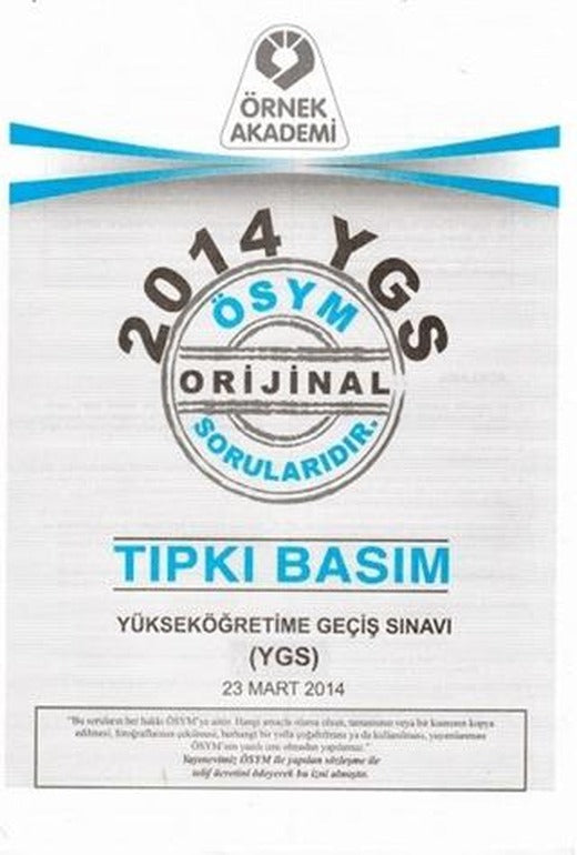 2014 YGS ÖSYM Tıpkı Basım Soru Kitapçığı | Örnek Akademi (Ciltsiz)