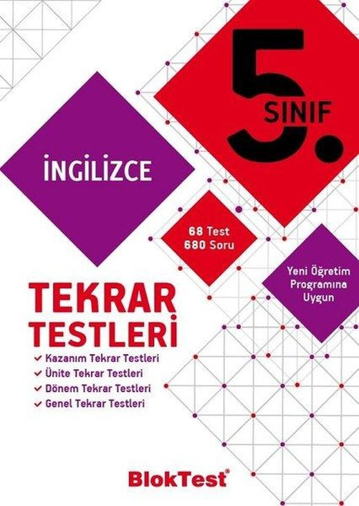 5.Sınıf İngilizce Tekrar Testleri | Bloktest Yayınları (İnce Kapak)