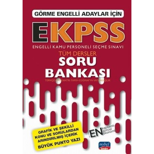 Görme Engelli Adaylar İçin E-KPSS Tüm Dersler Soru Bankası | Nobel Sınav (İnce Kapak)