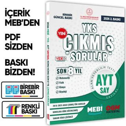 2026 YKS-AYT MEBİ SAYISAL Çıkmış Soru Bankası Konu Konu Son 8 Yıl Video/PDF Çözümlü