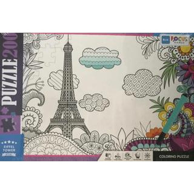 200 Parça Coloring Puzzle Eiffel Tower - Eyfel Kulesi | Blue Focus Yayınları