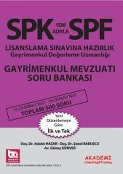 SPK Gayrimenkul Mevzuatı Soru Bankası | Akademi Consulting (İnce Kapak)