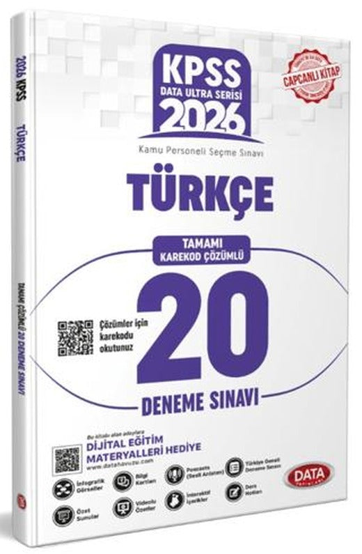 2026 KPSS Ultra Serisi Türkçe Tamamı Çözümlü 20 Deneme Sınavı | Data Yayınları (Ciltsiz)