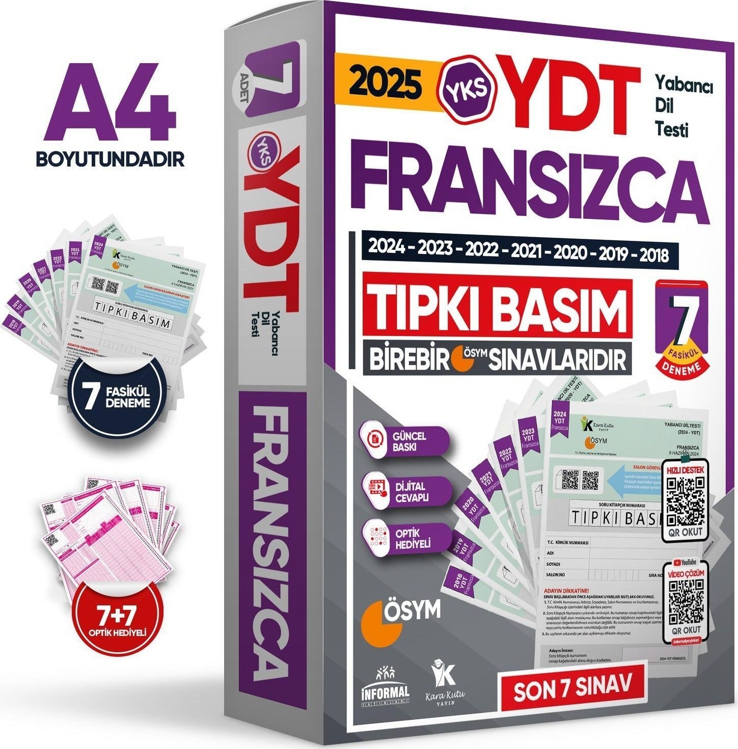 2025 YKS YDT Fransızca ÖSYM Çıkmış Soru Tıpkı Basım Deneme Paketi 7li Türkiye Geneli