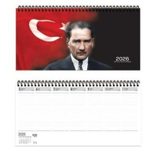 Keskin Color 2026 - AJ - 66 16x33,5 Spiralli Haftalık Masa Ajandası - Atatürk | Keskin Color