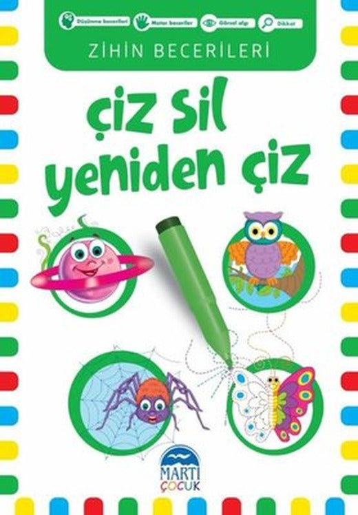 Çiz-Sil Yeniden Çiz - Yeşil - Zihin Becerileri | Martı Yayınları