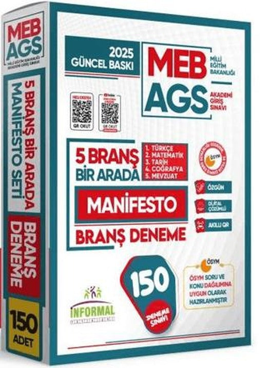 2025 MEB AGS Türkçe-Matematik-Tarih-Coğrafya-Mevzuat Manifesto Branş Denemesi 150 Adet Fasikül Seti