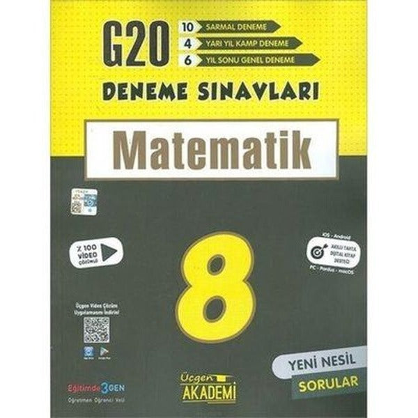 8.Sınıf LGS Matematik 20'li Deneme Sınavı | Üçgen Akademi (İnce Kapak)