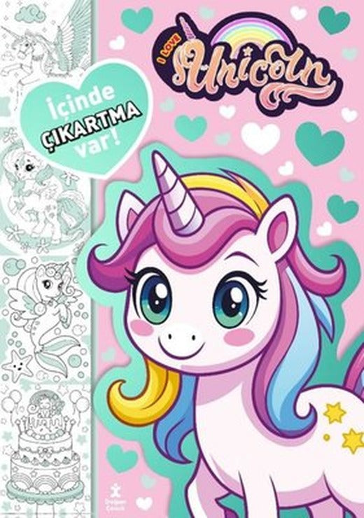 I Love Unicorn - En Sevdiğim Boyama Kitabı - Çıkartmalı | Doğan Çocuk (İnce Kapak)