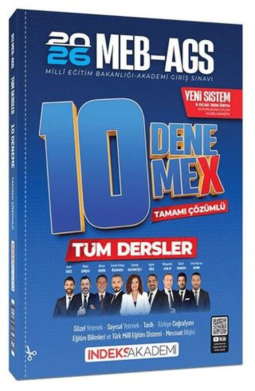 2026 MEB-AGS Tüm Dersler 10 DenemeX Çözümlü | İndeks Akademi Yayıncılık (Ciltsiz)