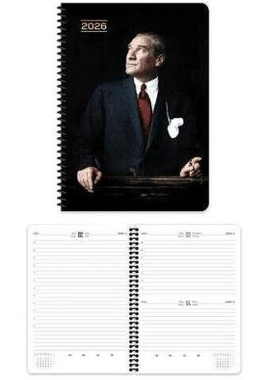 Keskin Color 2026 - 17x24 Atatürk Günlük Spiralli Ajanda - Cumhurbaşkanı | Keskin Color