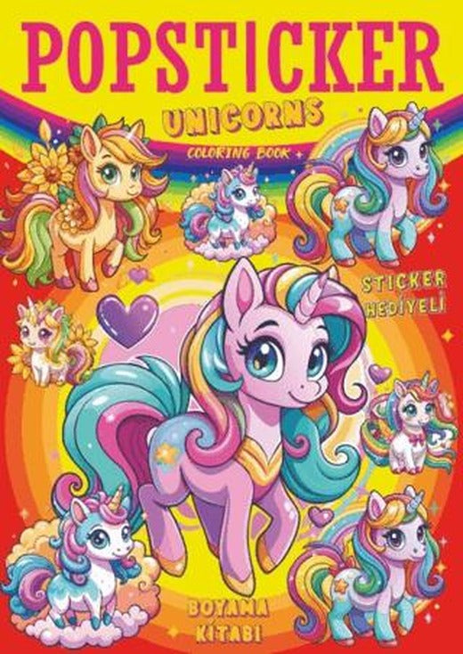 Popstickers - Unicorns Boyama Kitabı | Lama Toys (Ciltsiz)