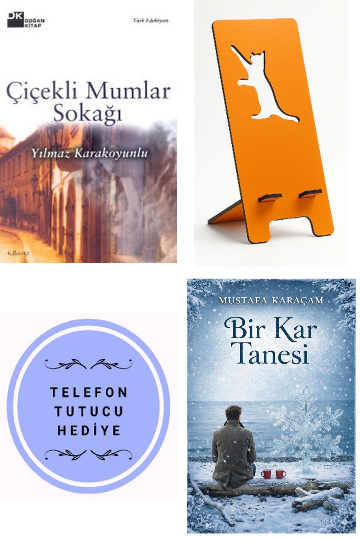 Çiçekli Mumlar Sokağı - Yılmaz Karakoyunlu + Telefon Tutucu + Bir Kar Tanesi kitap kapağı