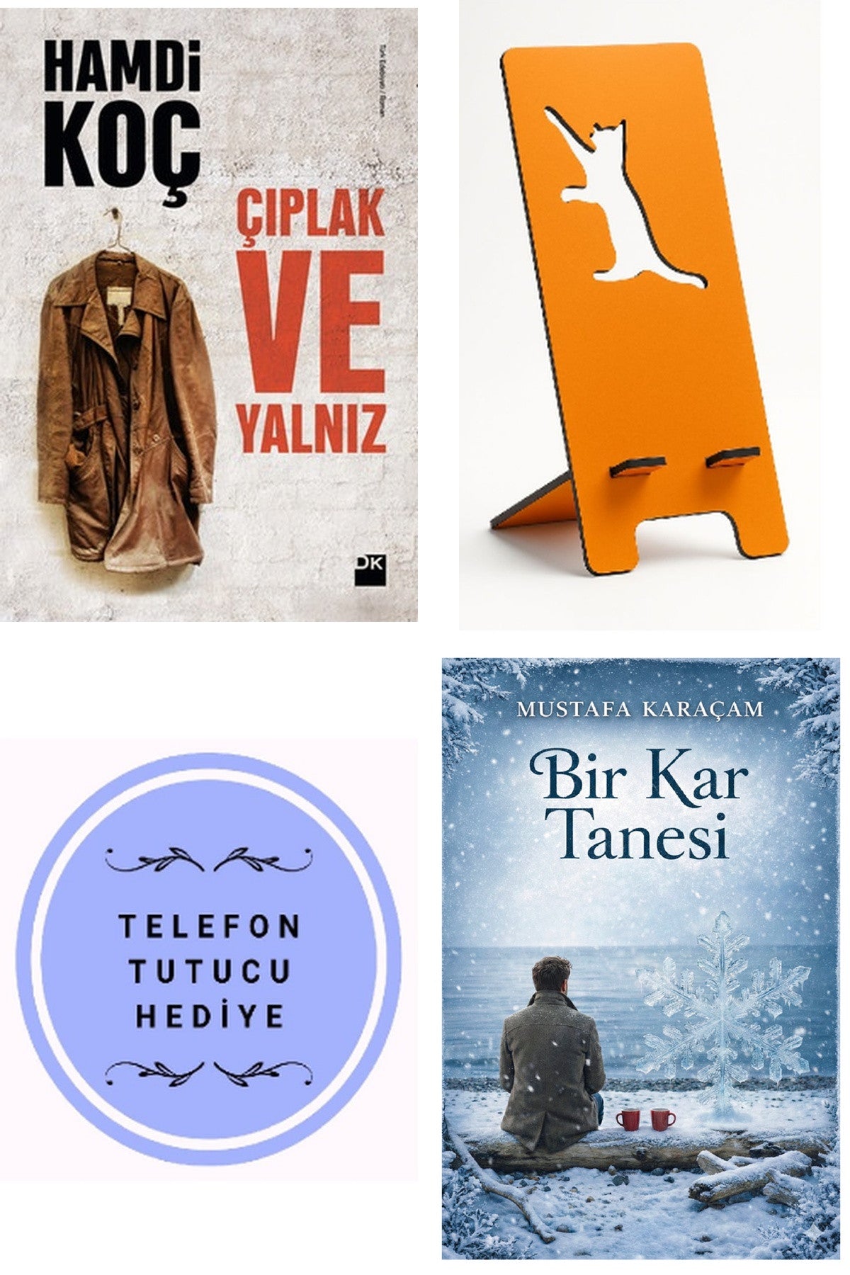 Çıplak ve Yalnız - Hamdi Koç + Telefon Tutucu + Bir Kar Tanesi kitap kapağı