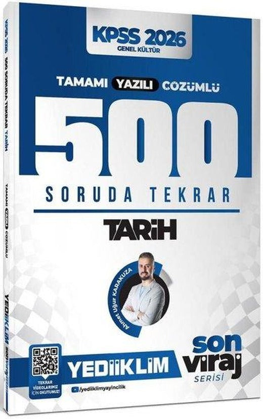 2026 KPSS AGS Son Viraj Serisi Tarih Tamamı Yazılı Çözümlü 500 Soruda Genel Tekrar Kampı | Yediiklim Yayınları (İnce Kapak)