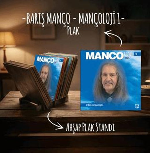 Barış Manço - Mançoloji 1 Plak ve Ahşap Plak Standı | Plak