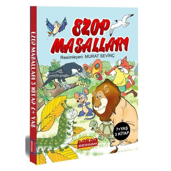 Ezop Masalları Resimli Okumayı Öğrendim Serisi Seti - 3 Kitap Takım | Bordo Ressam (İnce Kapak)