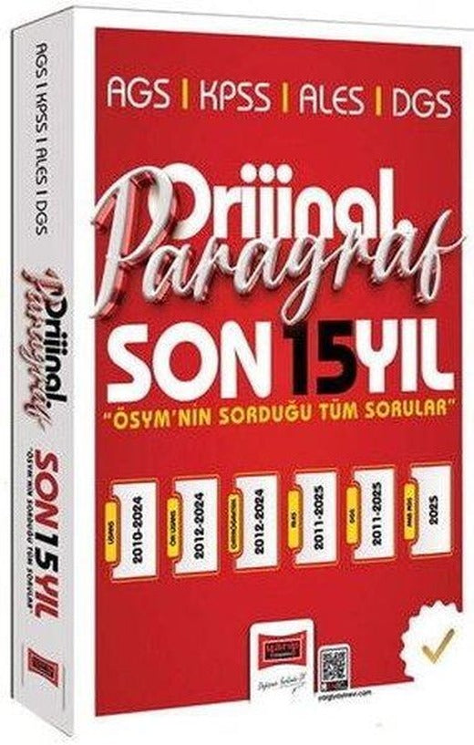 2026 KPSS AGS ALES DGS Orijinal Paragraf 15 Yıl Çıkmış Sorular | Yargı Yayınları (İnce Kapak)