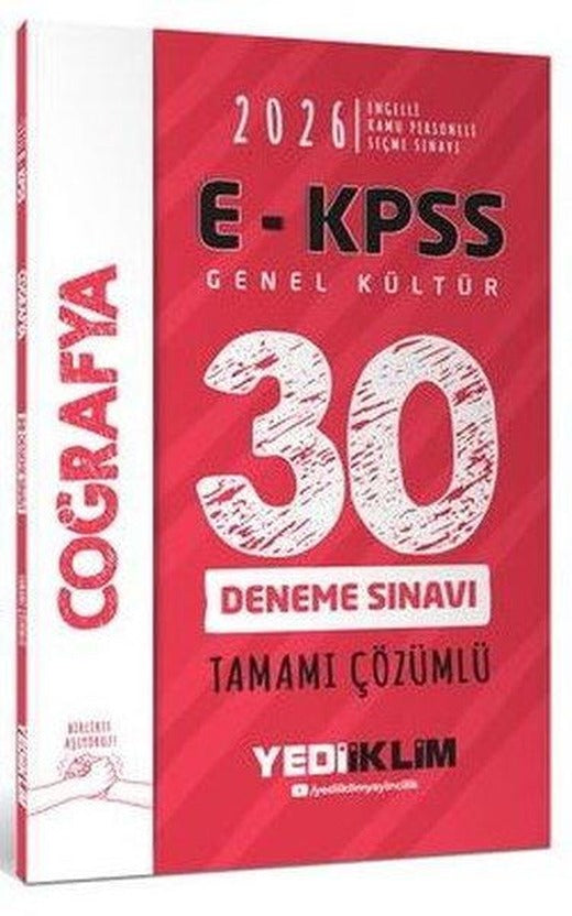 2026 E - KPSS Tüm Adaylar İçin Genel Kültür Coğrafya Tamamı Çözümlü 30 Deneme Sınavı | Yediiklim Yayınları (İnce Kapak)