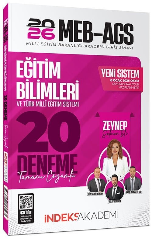 2026 MEB-AGS Eğitim Bilimleri ve Türk Milli Eğitim Sistemi 20 Deneme Çözümlü | İndeks Akademi Yayıncılık (Ciltsiz)
