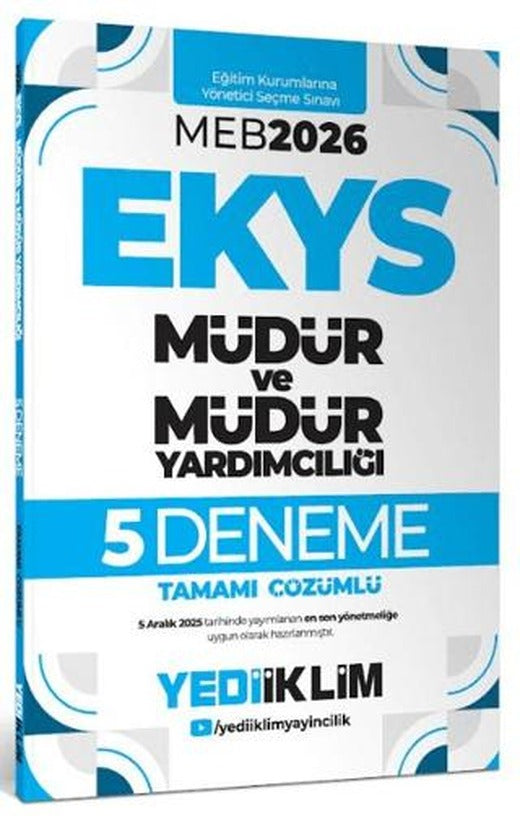 2026 MEB EKYS Müdür ve Müdür Yardımcılığı Tamamı Çözümlü 5 Deneme | Yediiklim Yayınları (Ciltsiz)