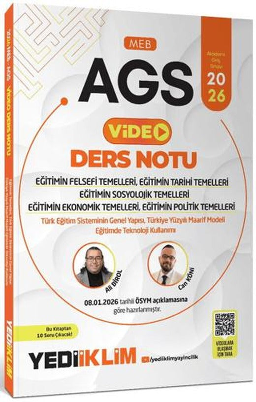 2026 MEB AGS Eğitimin Temelleri ve Temel Kavramlar Türk Milli Eğitim Sisteminin Genel Yapısı, Eğitim ve Öğretim Teknolojileri Video Ders Notları | Yediiklim Yayınları (Ciltsiz)