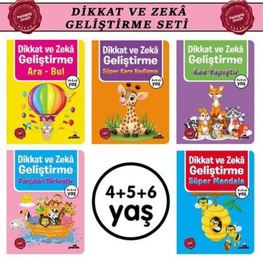 Dikkat Zeka ve Geliştirme Seti - 5 Kitap Takım | Panda (İnce Kapak)