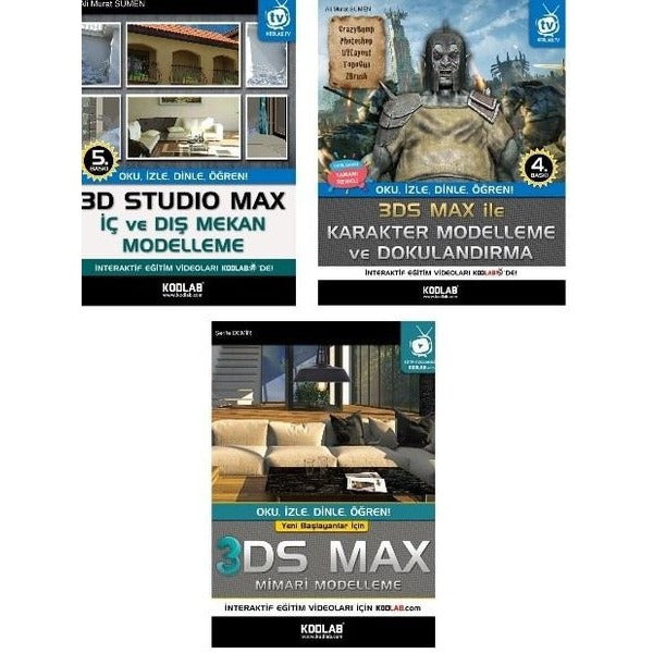 3D Studio Max Eğitim Seti - 3 Kitap Takım | Kodlab (İnce Kapak)