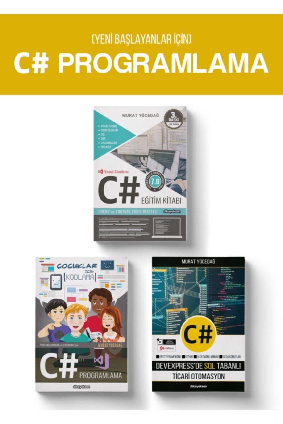 Yeni Başlayanlar için C# Programlama - 3 Kitap Takım | Dikeyeksen (İnce Kapak)