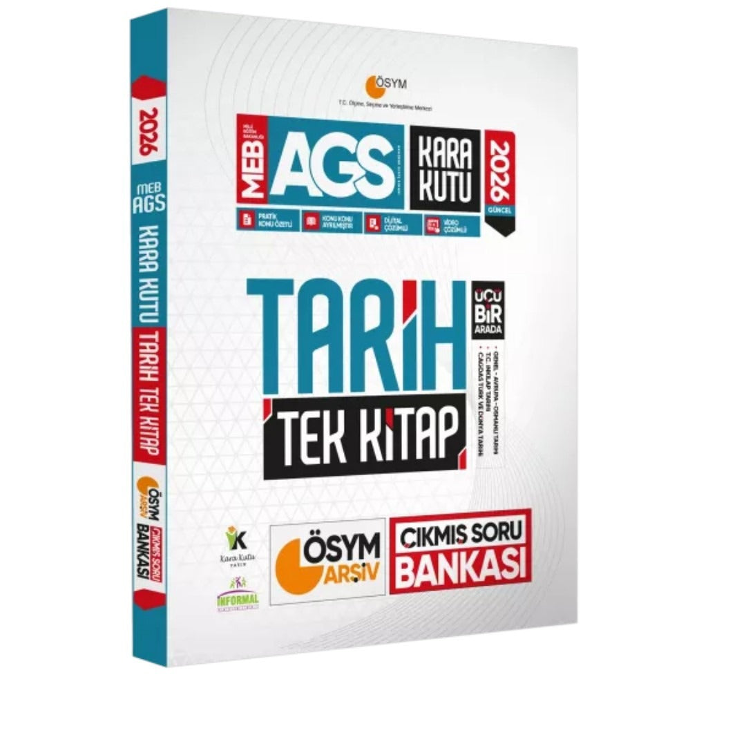 2026 MEB-AGS Kara Kutu Tarih TEK KİTAP ÖSYM Arşiv Çıkmış Soru Bankası Konu Özetli Dijital Çözümlü | Karakutu Yayın (Ciltsiz)
