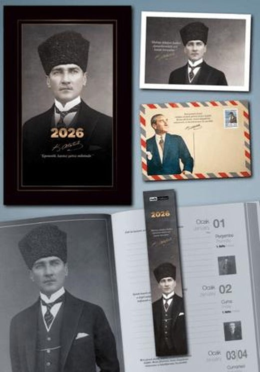 2026 Atatürk Ajandası - Kalpaklı | Mor Kelebek (Ciltsiz)