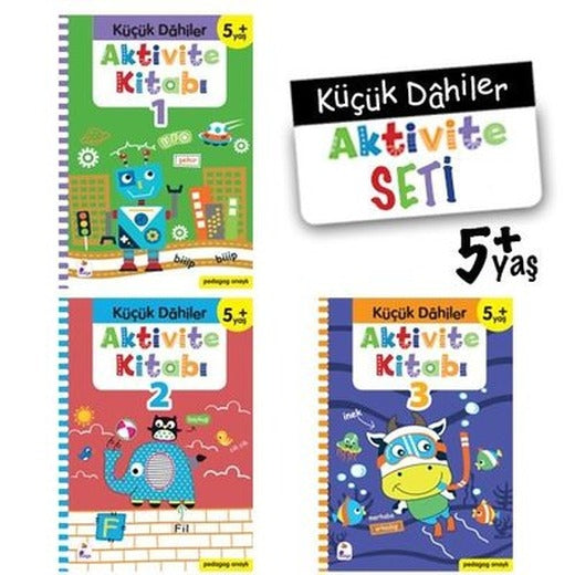 Küçük Dahiler Aktivite Seti 5+Yaş - 3 Kitap Takım | İndigo Çocuk (İnce Kapak)