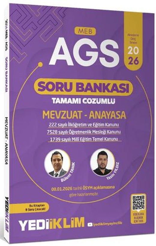 2026 MEB AGS Mevzuat ve Anayasa Tamamı Çözümlü Soru Bankası | Yediiklim Yayınları (Ciltsiz)